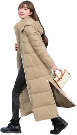 Women Winter Thicken Warm Cotton Coat Parkas Casual Hooded Padded Coat Long Winter Jacket Down Cotton Coat Coat