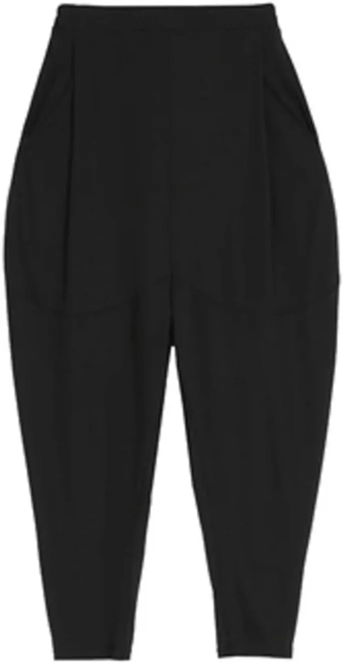 Womens Black Leisure Pocket Harem Pants High Elastic Waist Year-Round Casual Trousers