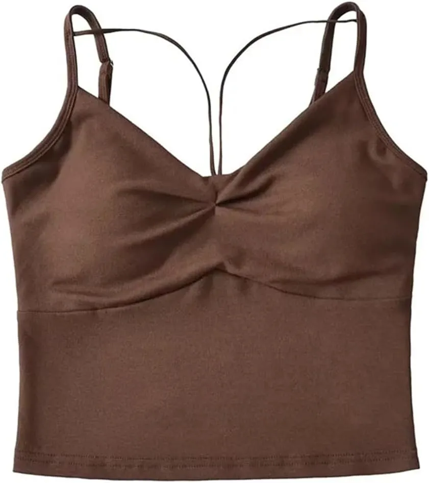 Women's Camisole Adjustable Straps Deep V Neck Ruffled Casual Summer Tank Top