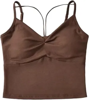 Women's Camisole Adjustable Straps Deep V Neck Ruffled Casual Summer Tank Top