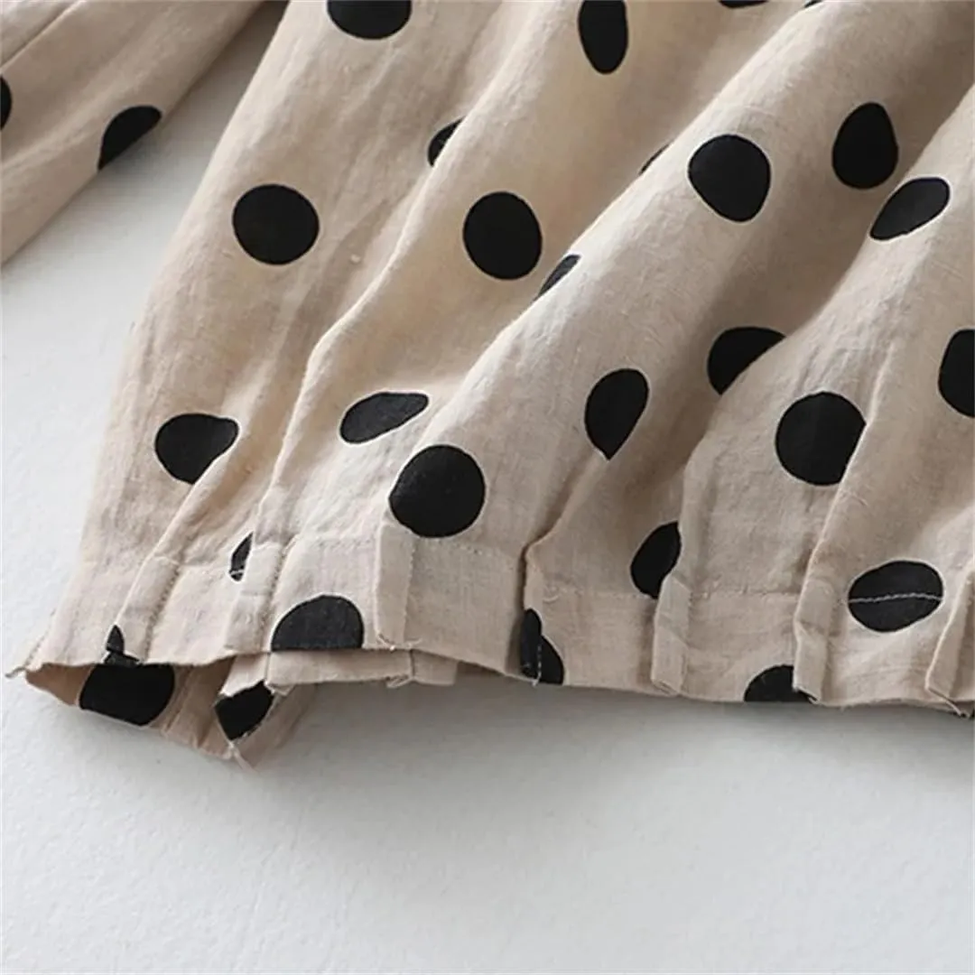 Women's Casual Polka Dot Harem Pants Loose Elastic Waist Nine-Point Pants