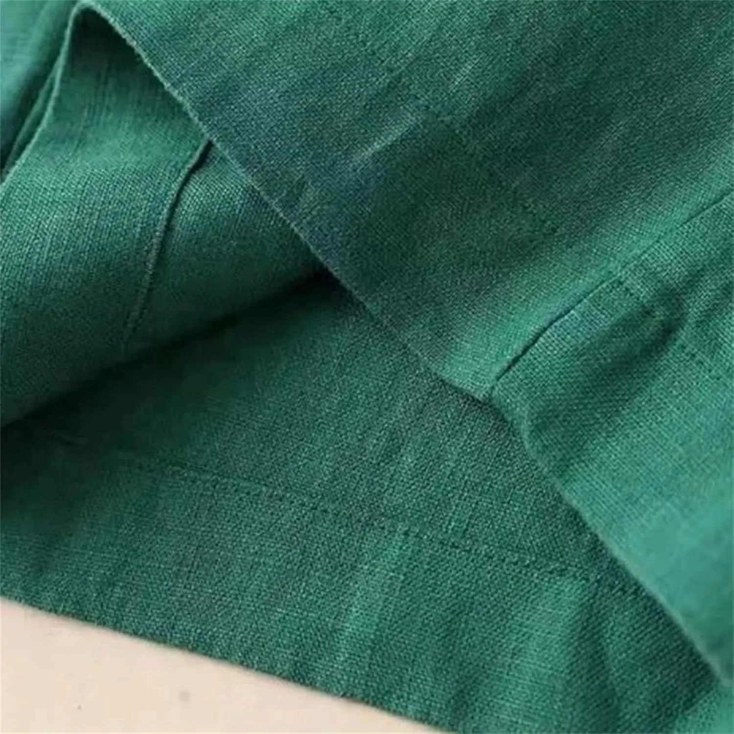Women's Casual Wide Leg Pants  Summer Loose Fit Cotton Linen Solid Color Drawstring Elastic Waist Casual Trousers