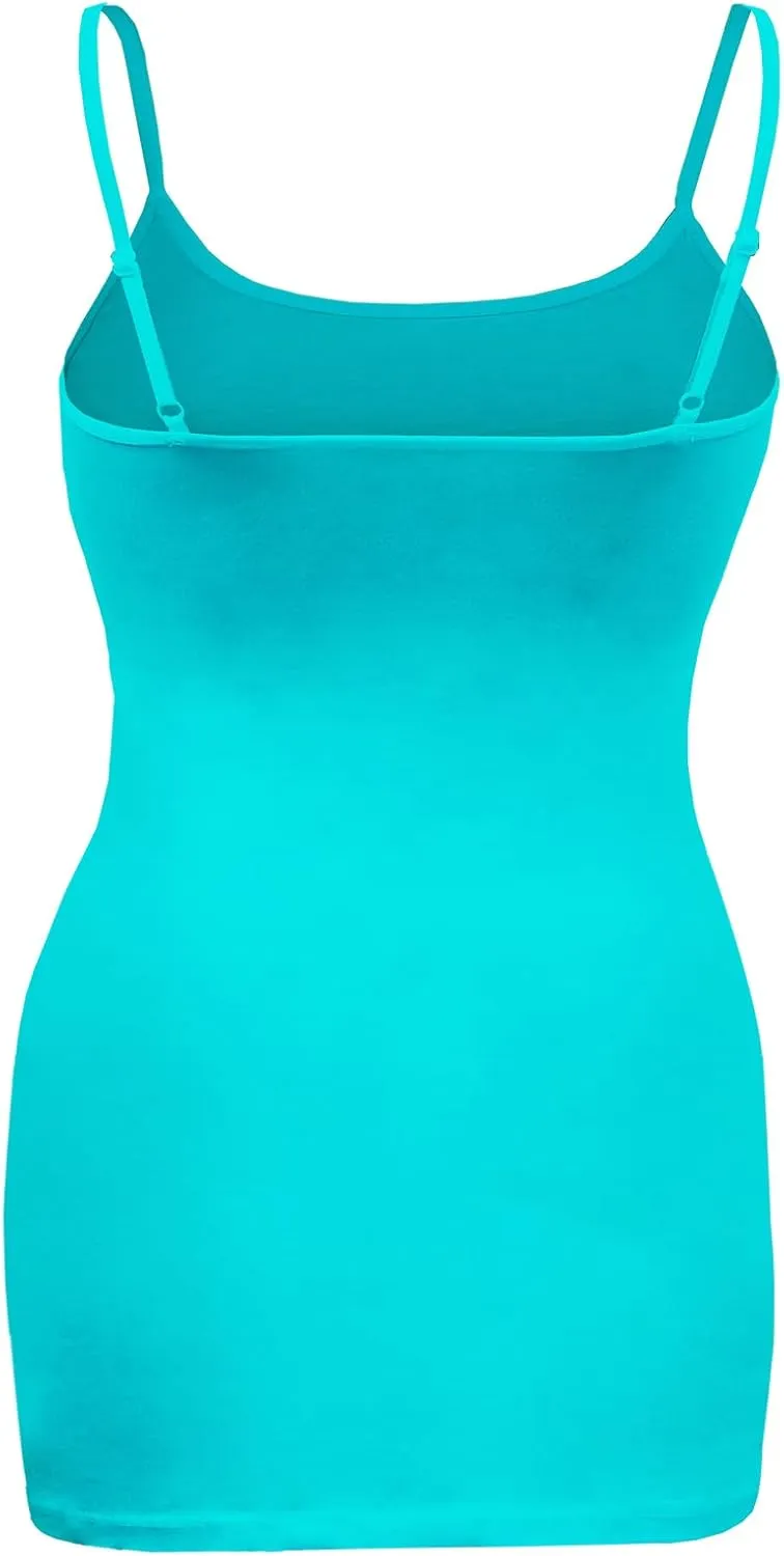 Women's Classic Solid Camisole with Adjustable Spaghetti Straps Long Tank Top Plus Size (XLarge ~ 3XLarge)