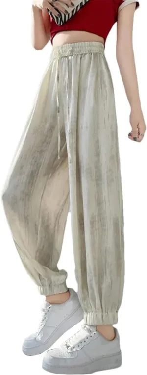 Women's Harem Pants Fashion Street Y2K Satin Loose Elastic Waist Drawstring Sweatpants