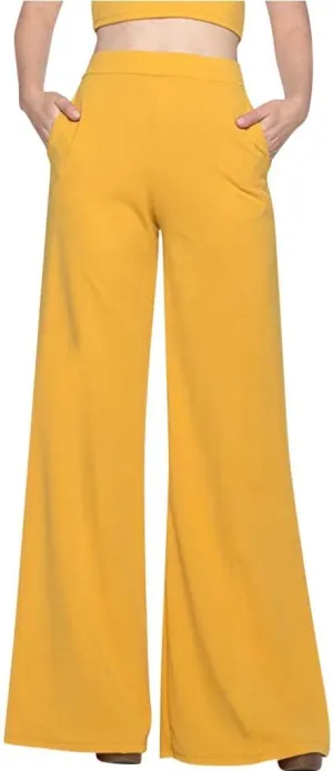 Women's High Waisted Flare Pants Casual Elastic Waist Wide Leg Stretchy Long Trousers Fashion Solid Color Fitness Yoga Pants