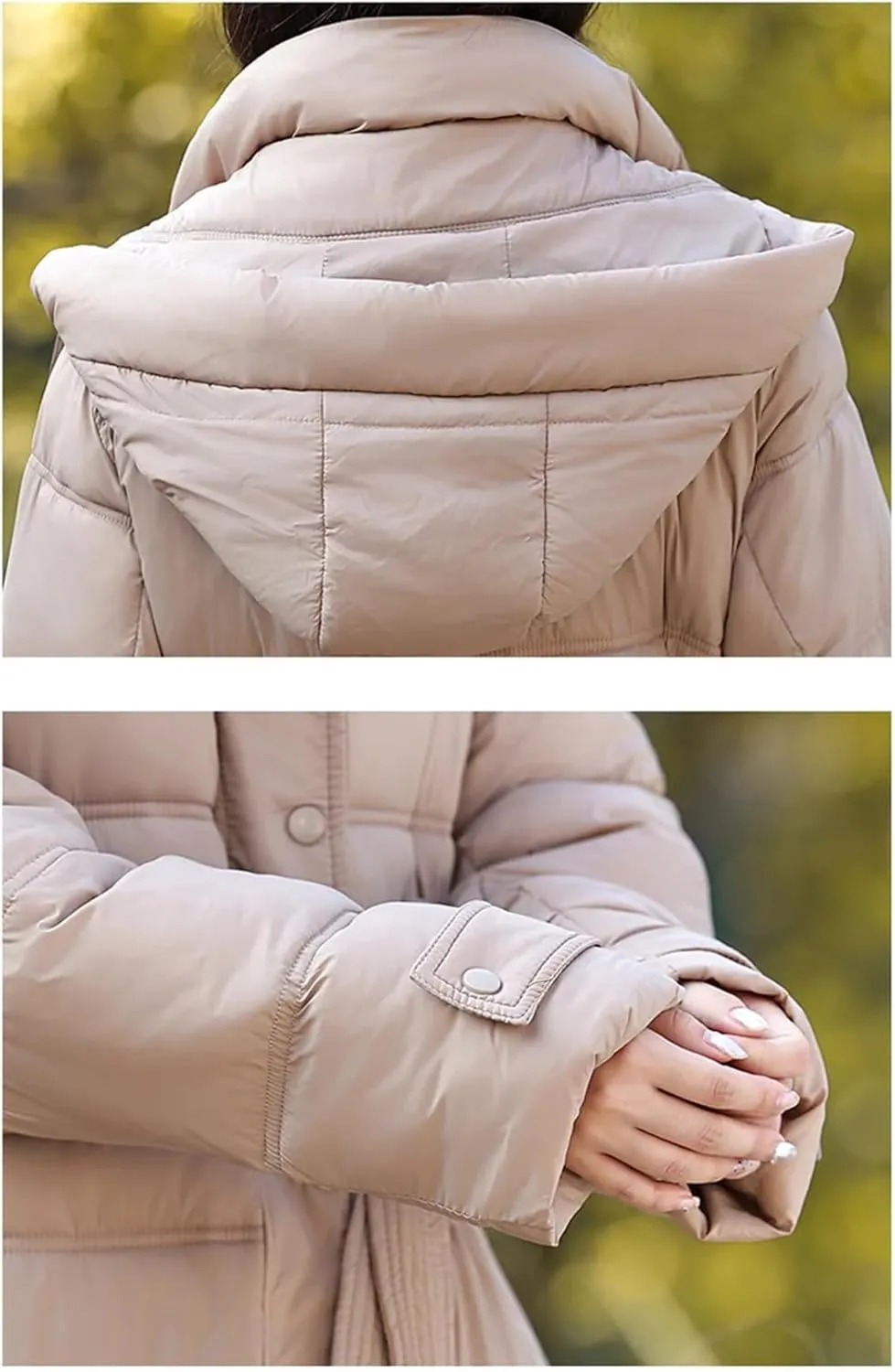 Women's Korean Slim Down Cotton Coat Winter Long Puffer Parkas Warm Hooded Cotton-Padded Jacket With Belt Overcoat