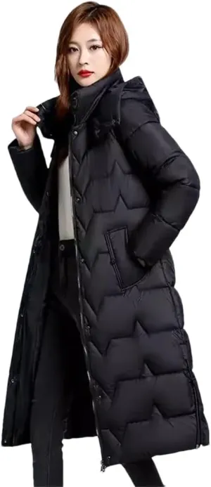 Womens Long Warm Winter Jacket Hooded Down Cotton Coat Cotton-Padded Parkas Femlae Padded Puffer Coat