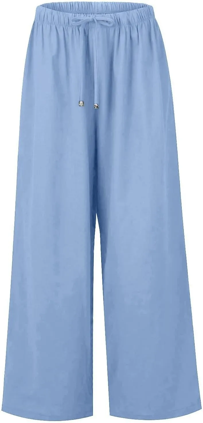 Women's Pants, Pants High Waisted Wide Leg Cotton Linen Straight Lightweight Sweatpants