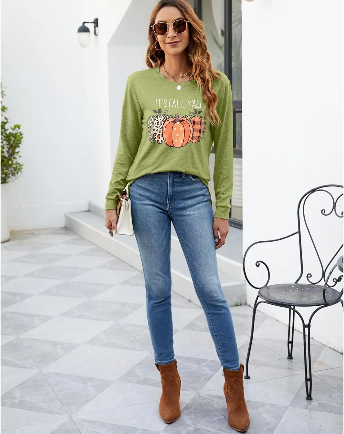 Womens Pumpkin Graphic Sweatshirts Crewneck Casual Fall Long Sleeve Tops
