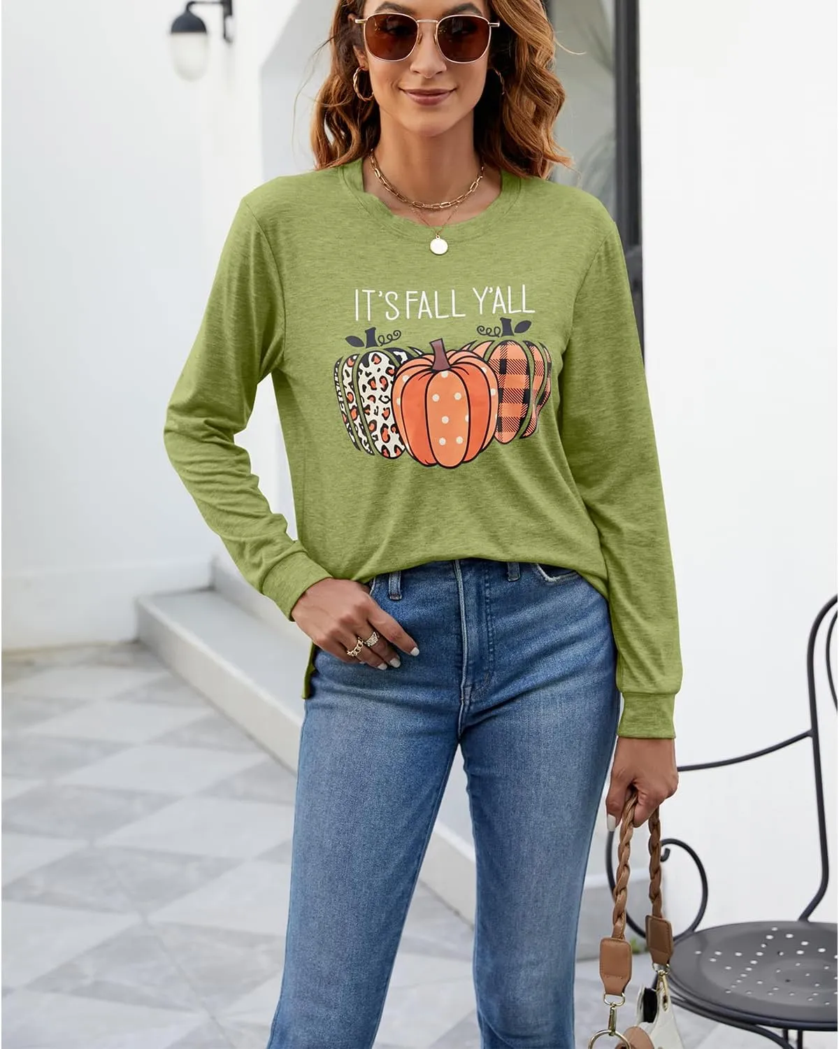 Womens Pumpkin Graphic Sweatshirts Crewneck Casual Fall Long Sleeve Tops