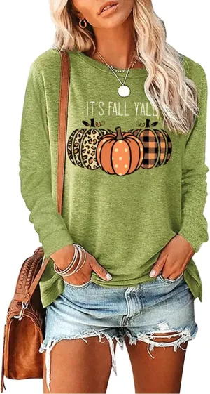 Womens Pumpkin Graphic Sweatshirts Crewneck Casual Fall Long Sleeve Tops