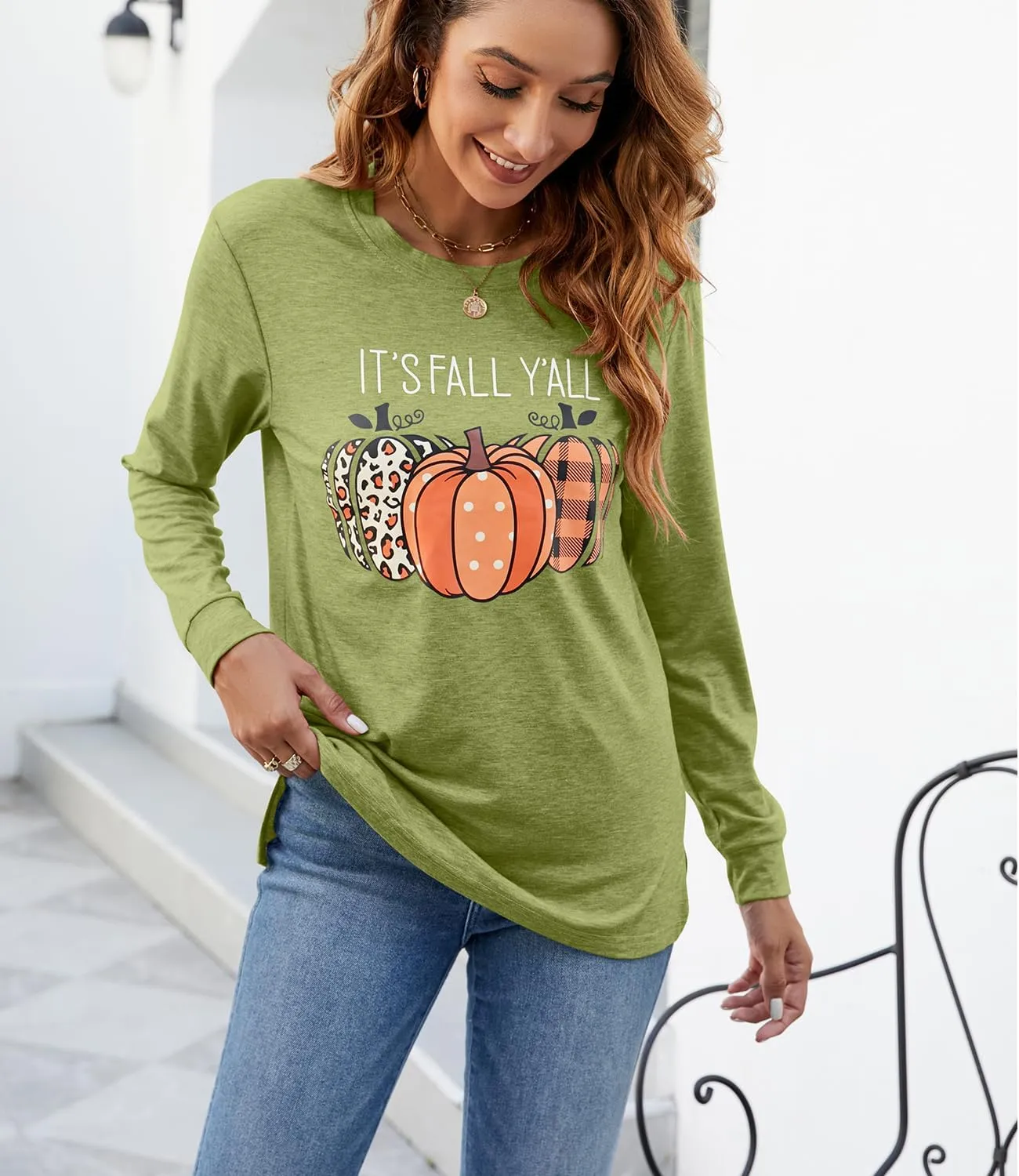 Womens Pumpkin Graphic Sweatshirts Crewneck Casual Fall Long Sleeve Tops