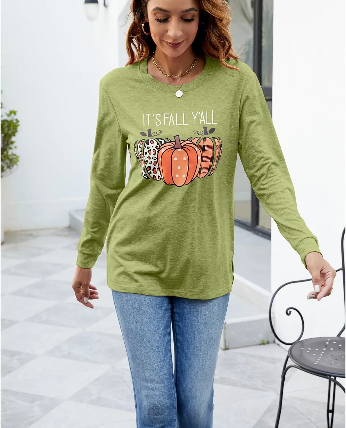 Womens Pumpkin Graphic Sweatshirts Crewneck Casual Fall Long Sleeve Tops