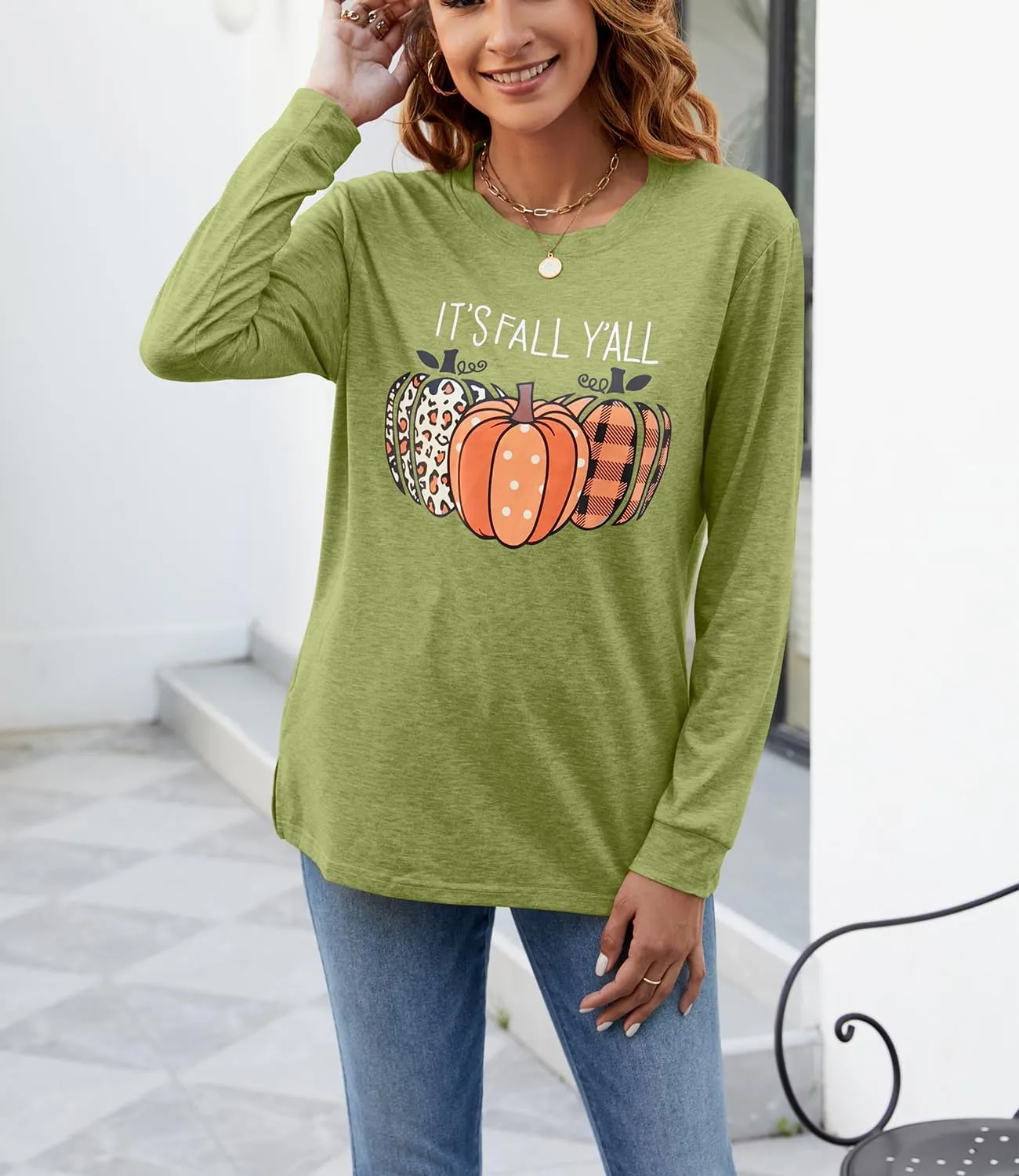 Womens Pumpkin Graphic Sweatshirts Crewneck Casual Fall Long Sleeve Tops