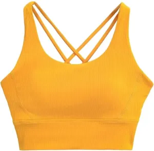 Women's Round Neck Sleeveless Tank Top Built-in Chest Pad Ribbed Casual Camisole