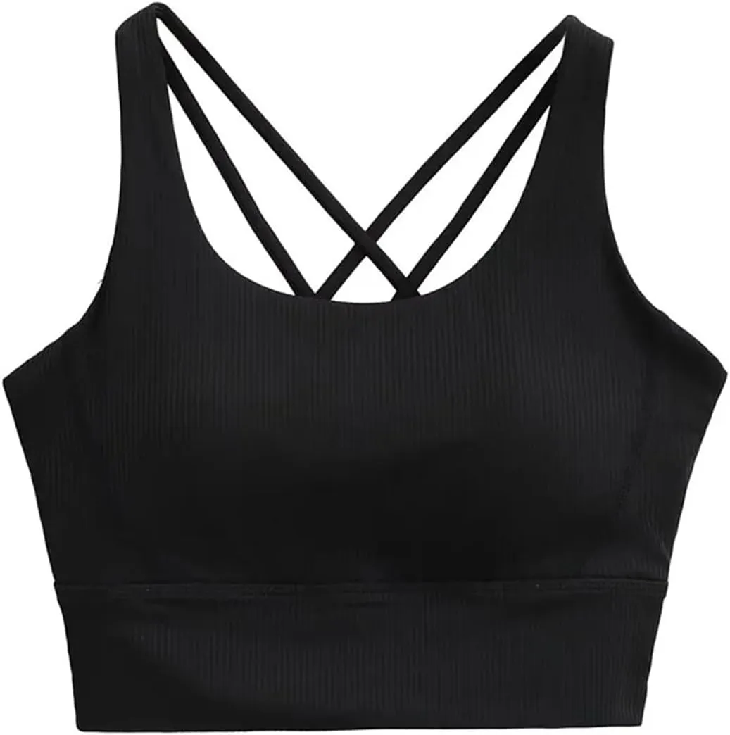 Women's Round Neck Sleeveless Tank Top Built-in Chest Pad Ribbed Casual Camisole