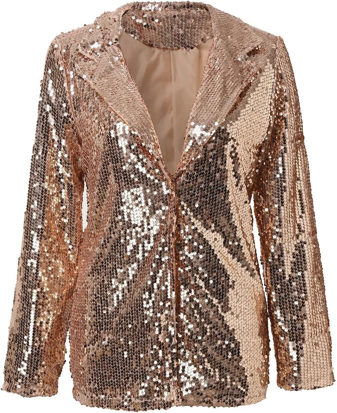 Women's Sequin Blazer Sparkly Party ChristmasLong Sleeve Lapel Open Front Glitter Sequin Jacket
