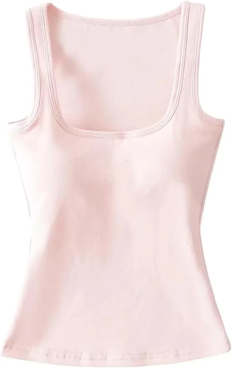 Women's Sleeveless Square Neck Camisole Summer Daily Casual Solid Color Slim Fit Tank Top