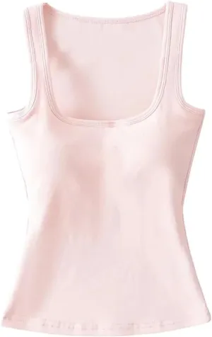 Women's Sleeveless Square Neck Camisole Summer Daily Casual Solid Color Slim Fit Tank Top