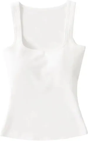 Women's Sleeveless Square Neck Camisole Summer Daily Casual Solid Color Slim Fit Tank Top