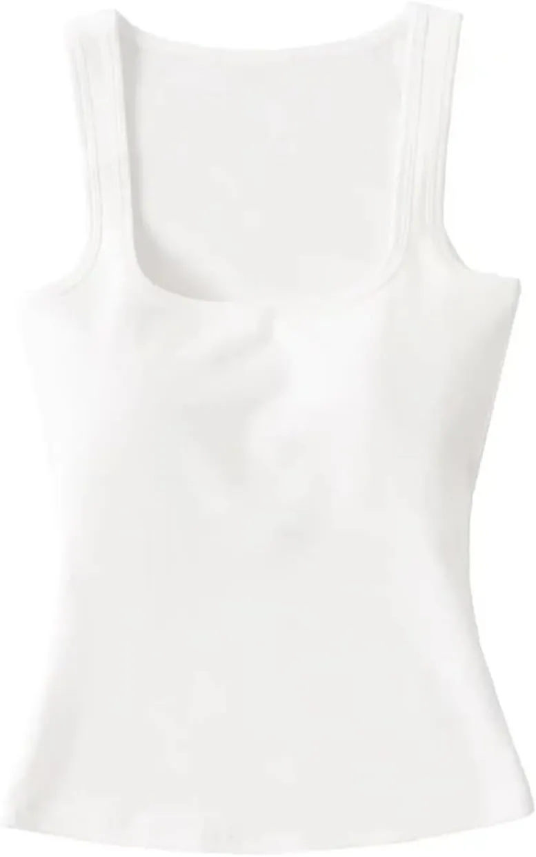 Women's Sleeveless Square Neck Camisole Summer Daily Casual Solid Color Slim Fit Tank Top