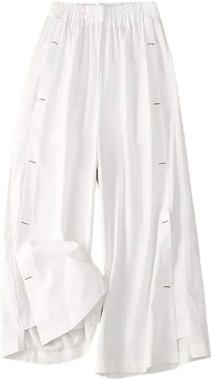 Women's Solid Color Elastic Waist Wide Leg Pants Casual Thin Harem Pants