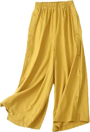 Women's Solid Color Elastic Waist Wide Leg Pants Casual Thin Harem Pants