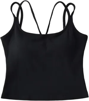 Women's Square Neck Camisole Short Tank Top Built-in Chest Pad Summer Casual Camisole