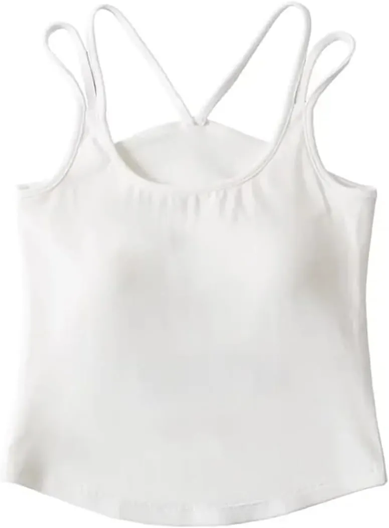 Women's Square Neck Camisole Top Double Straps Built-in Chest Pad Summer Daily Casual Tank Top