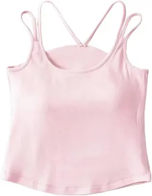 Women's Square Neck Camisole Top Double Straps Built-in Chest Pad Summer Daily Casual Tank Top