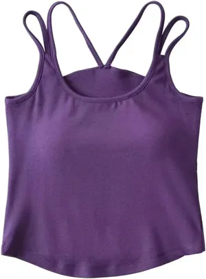 Women's Square Neck Camisole Top Double Straps Built-in Chest Pad Summer Daily Casual Tank Top