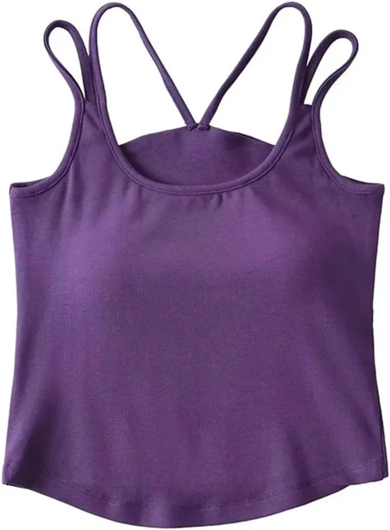 Women's Square Neck Camisole Top Double Straps Built-in Chest Pad Summer Daily Casual Tank Top