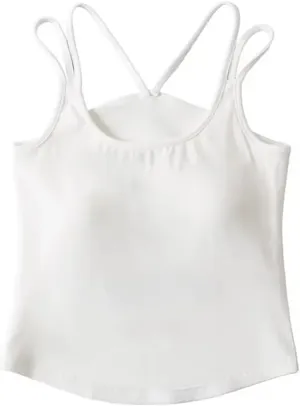 Women's Square Neck Camisole Top Double Straps Built-in Chest Pad Summer Daily Casual Tank Top
