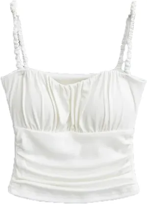 Women's Square Neck Camisole Top Pleated Twisted Shoulder Straps Summer Slim Fit Tank Top Y2k