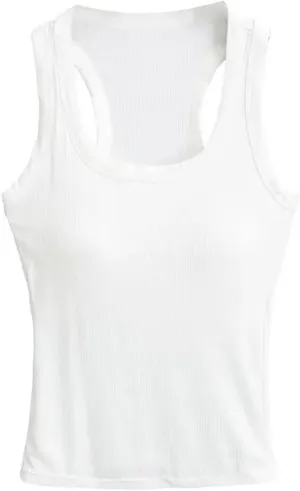 Women's Square Neck Sleeveless Camisole Built-in Chest Pad Ribbed Slim Fit Summer Tank Top