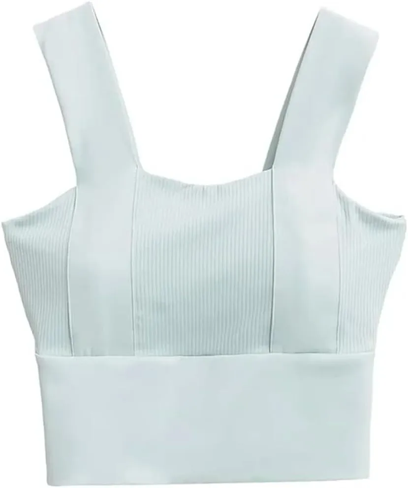 Women's Square Neck Sleeveless Tank Top with Built-in Chest Pads Casual Everyday Camisole Y2k