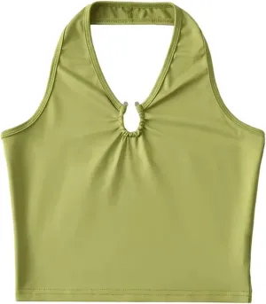 Women's V-Neck Backless Short Tank Top Hollow Design Slim Fit Street Summer Camisole