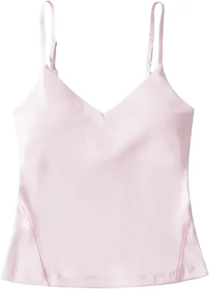 Women's V-Neck Spaghetti Strap Camisole Top Adjustable Straps Built-in Chest Pad Casual Tank Top