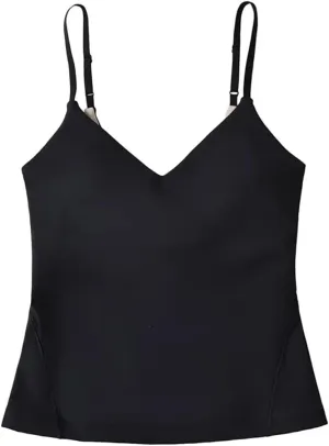 Women's V-Neck Spaghetti Strap Camisole Top Adjustable Straps Built-in Chest Pad Casual Tank Top