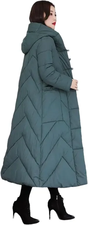 Womens Winter Jacket Thicken Warm Down Cotton Coat Hooded Cotton Padded Coat Long Puffer Parkas Overcoat