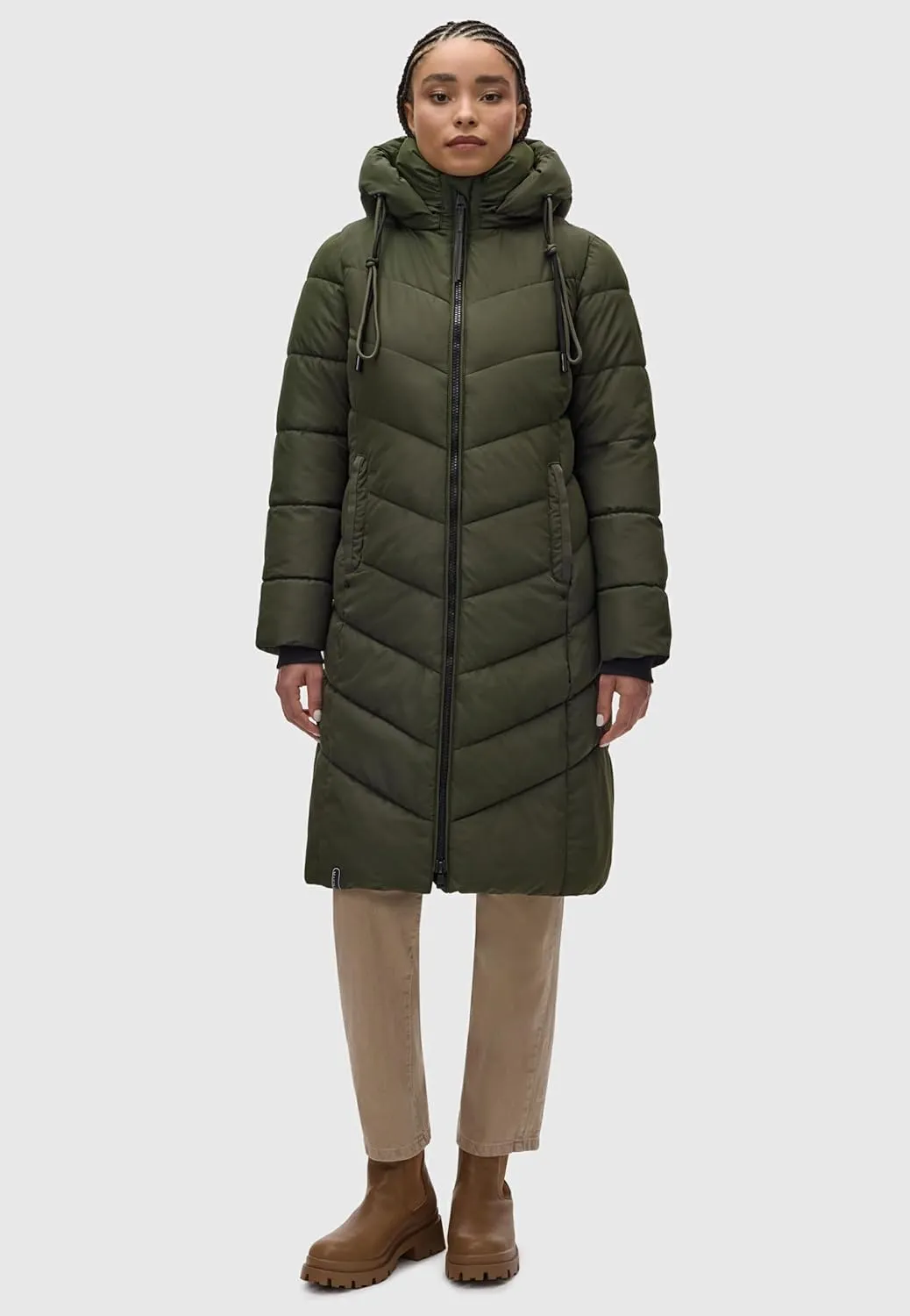 Women's Winter Jacket with Hood | Windproof & Weather-Resistant Jacket | Quilted, Puffy Coat | Sahnekatzii XIV XS-5XL
