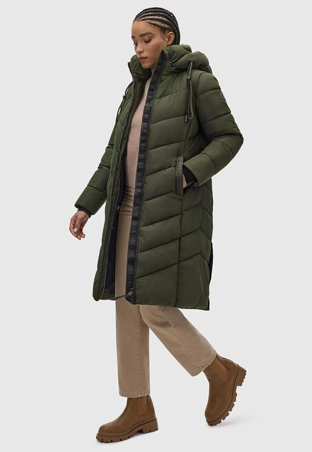 Women's Winter Jacket with Hood | Windproof & Weather-Resistant Jacket | Quilted, Puffy Coat | Sahnekatzii XIV XS-5XL