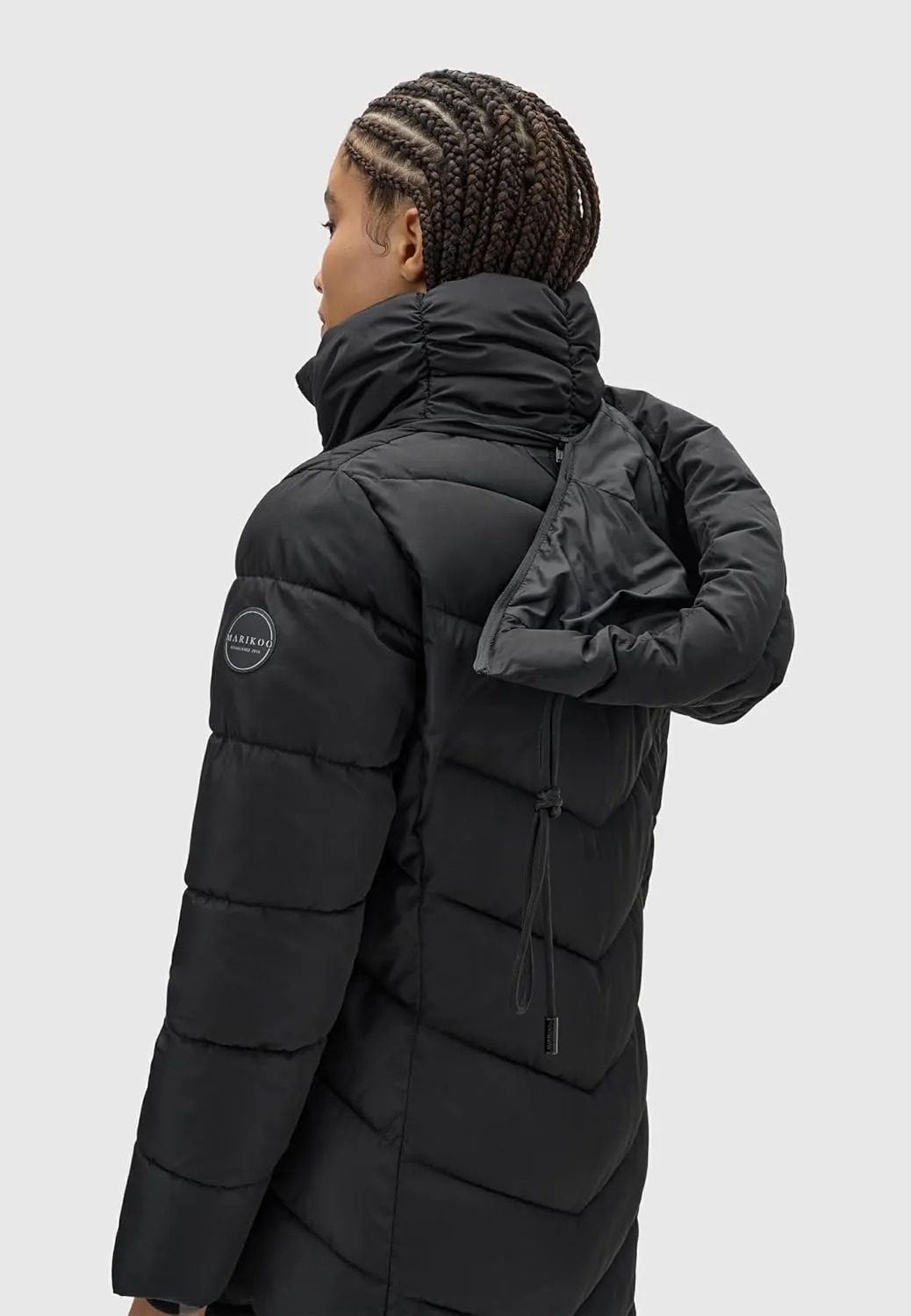 Women's Winter Jacket with Hood | Windproof & Weather-Resistant Jacket | Quilted, Puffy Coat | Sahnekatzii XIV XS-5XL