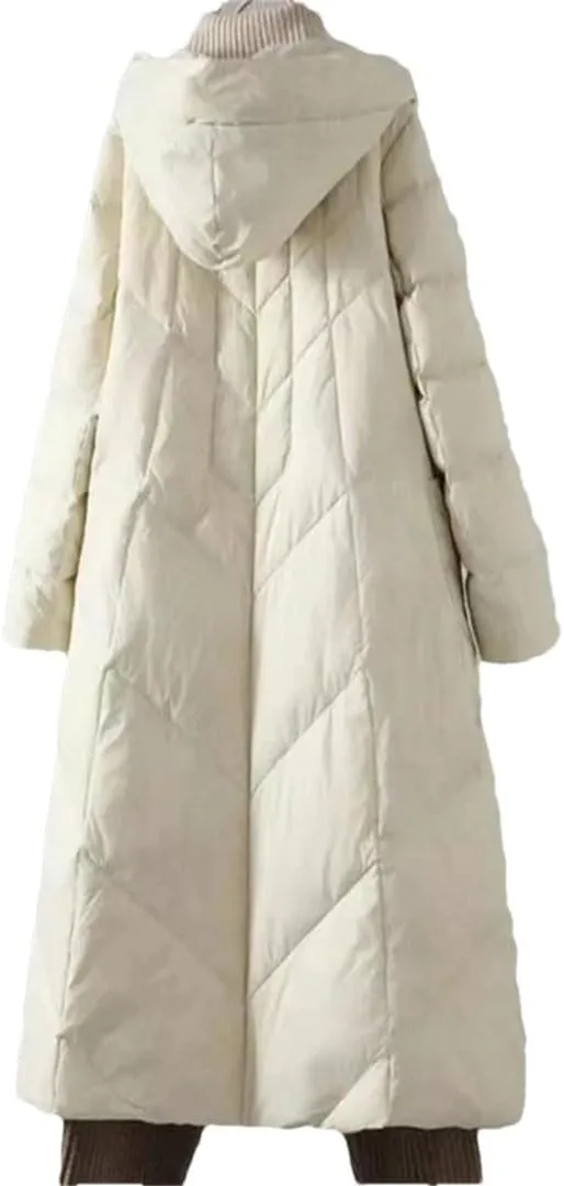 Womens Winter Puffer Coat Long Warm Down Cotton Coat Hodoed Cotton-Padded Coat Jacket Casual Overcoat