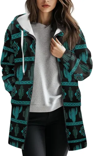 Women's Zip up Hoodies Long Sleeve Drawstring Hooded Sweatshirt Long Hoodie Jacket Coat with Pockets Size S-3XL