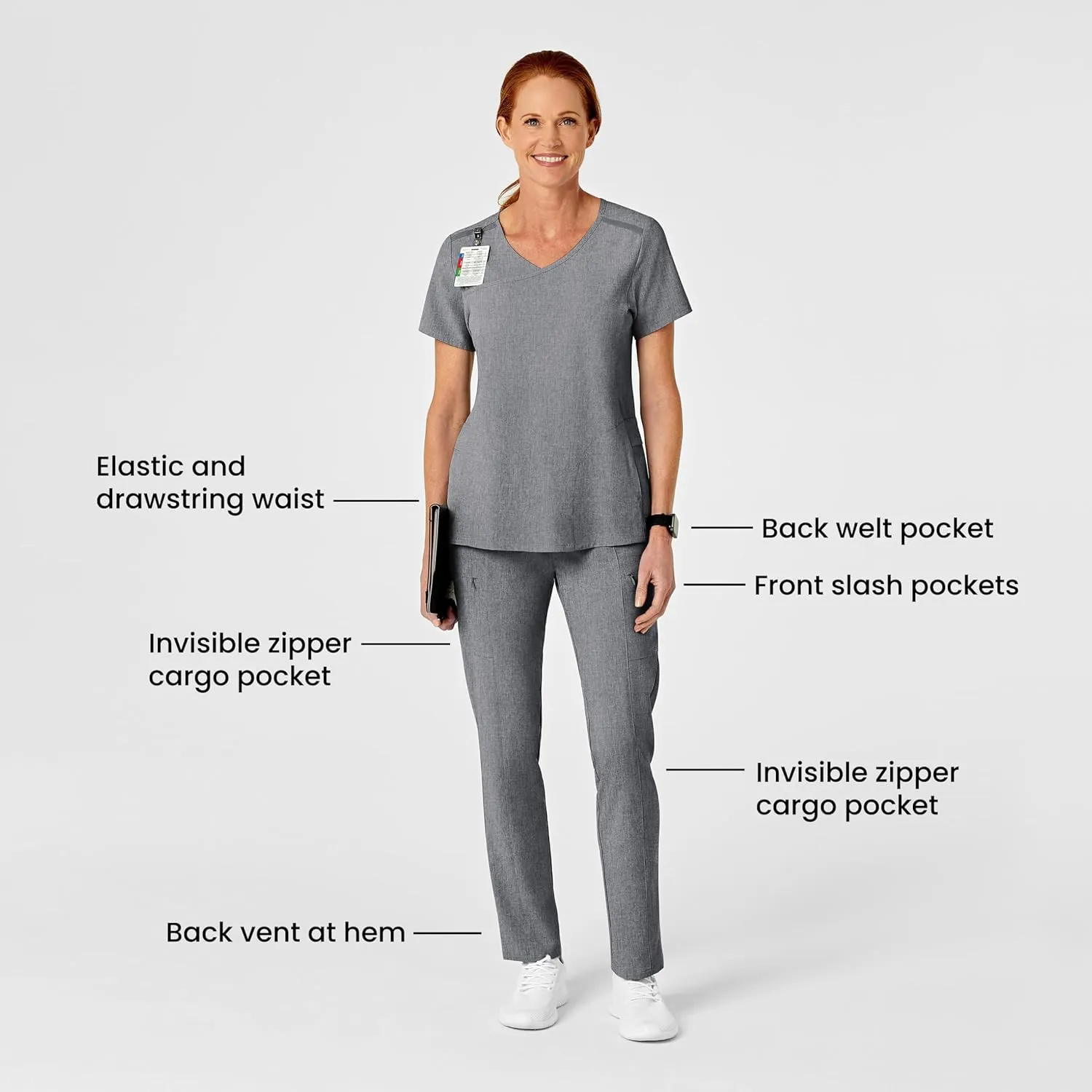 WonderWink Women's High Waist Slim Leg Scrub Pant