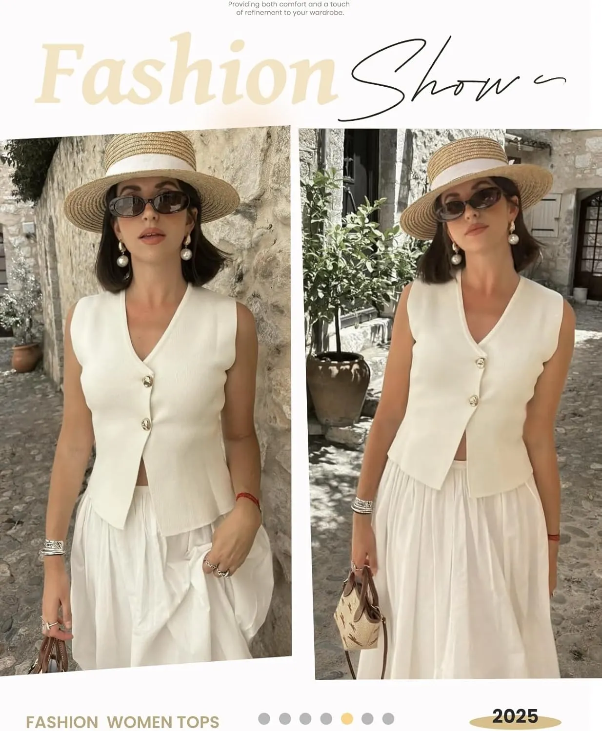 Wyeysyt Womens Vest Top Cropped Sleeveless Knit Vest Gold Button Down V Neck Vest Casual Plain Summer Waistcoat Cardigan