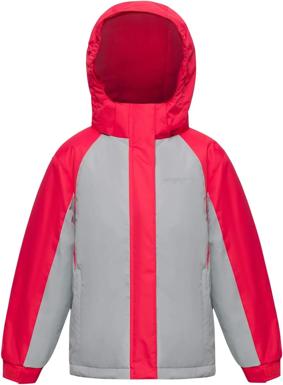 YINGJIELIDE Girl's Waterproof Ski Jacket,Kids Outdoor Snowboarding windproof Jacket,Fleece Lined Hooded,Warm Winter Snow Coat