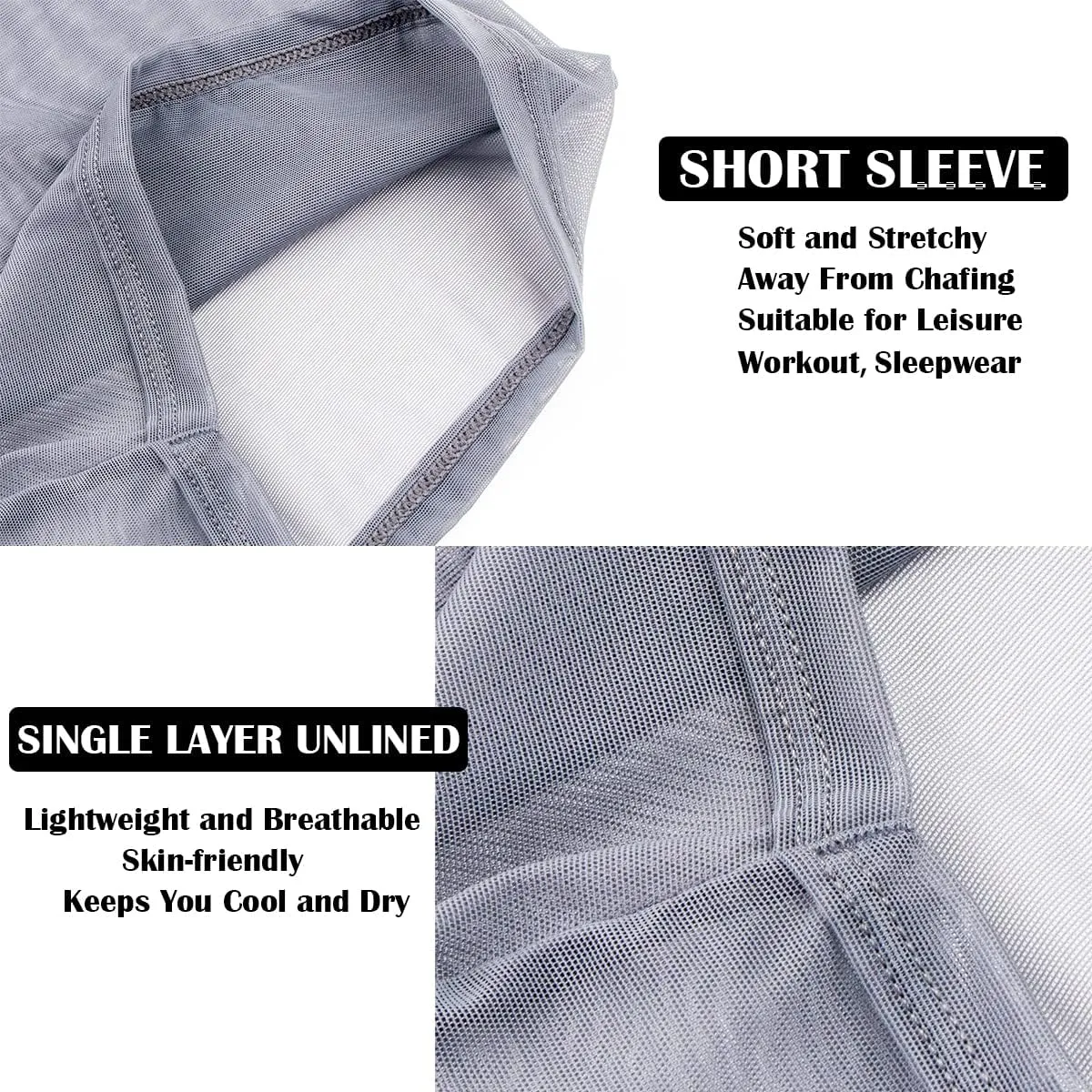 YINYOUYU Mens Mesh Shirt See Through Top Sexy Muscle Tee Lounge Short Sleeves Sheer Breathable T-Shirt Clubwear
