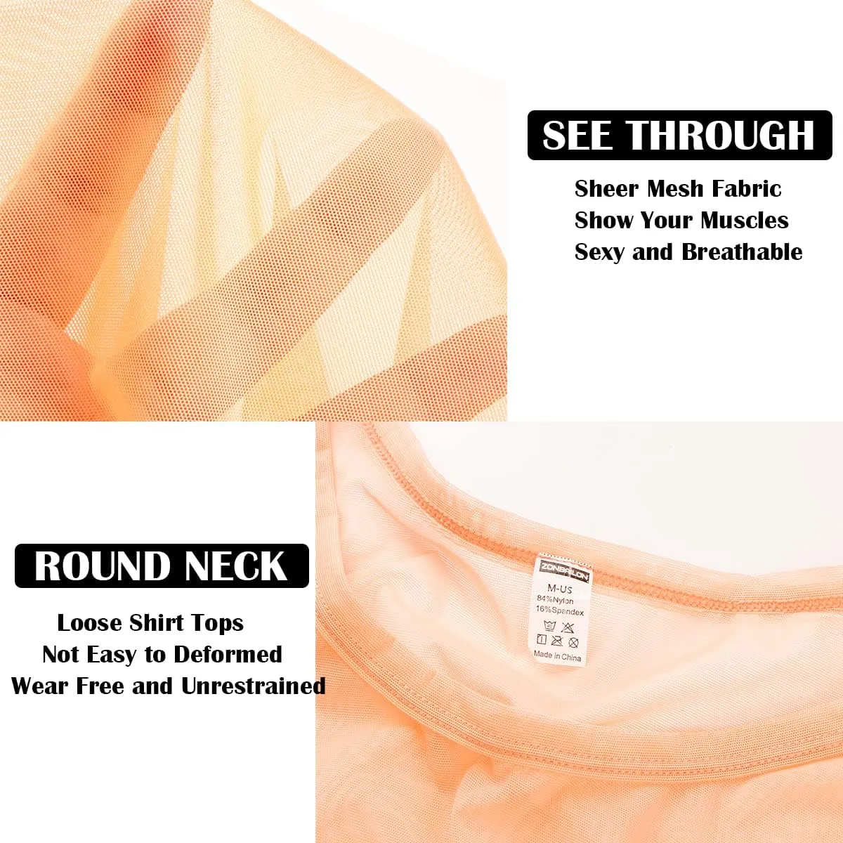 YINYOUYU Mens Mesh Shirt See Through Top Sexy Muscle Tee Lounge Short Sleeves Sheer Breathable T-Shirt Clubwear